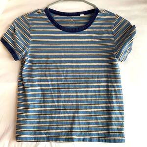 Blue and yellow cropped Pacsun shirt.
